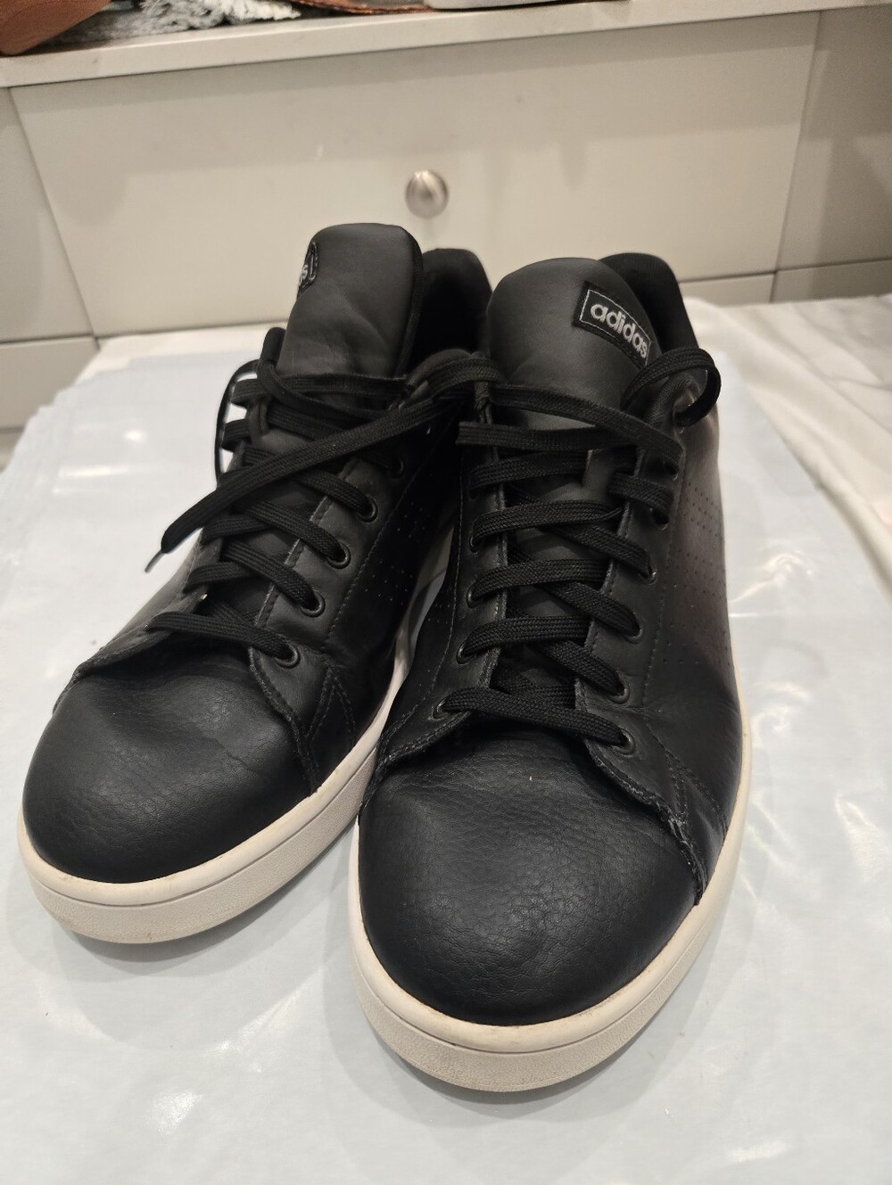 adidas Black Leather Low-Top Sneakers with Cream Sole